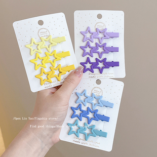 Dopamine Headwear Colorful Seamless Star Hairpin Sweet Girl Heart Hairpin Side Clip Broken Hair Bangs Clip Hairpin