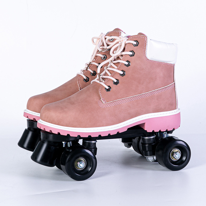 Nuevo 021 patines de doble fila patines zapatos de skate de cuero flash rueda deportes patinaje de velocidad