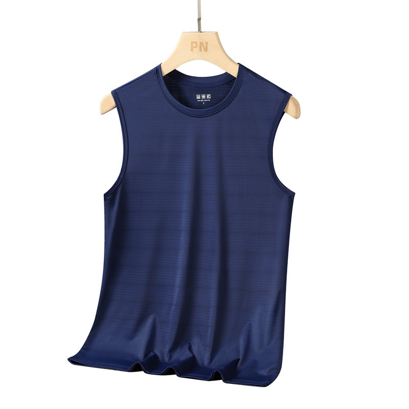 Ice Silk Vest for Men, Summer Thin Style, Plus-Size Sports Fitness Sweatshirt, Loose Sleeveless T-Shirt, Quick-Dry Base Layer
