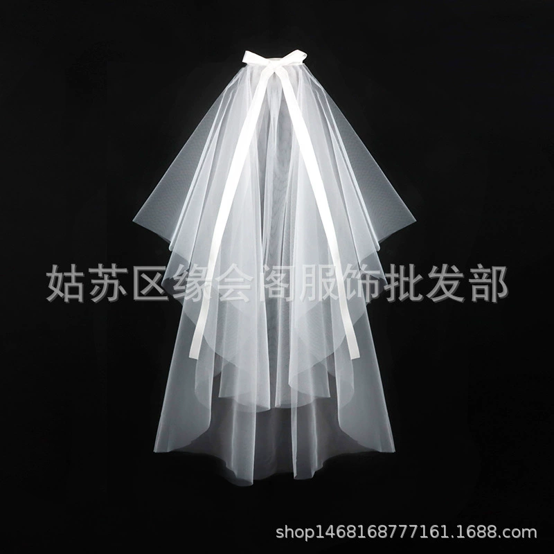 veil, Bridal White Veil, Single or Double Layer, 40–80 cm, Hair Comb or Hairpin Options