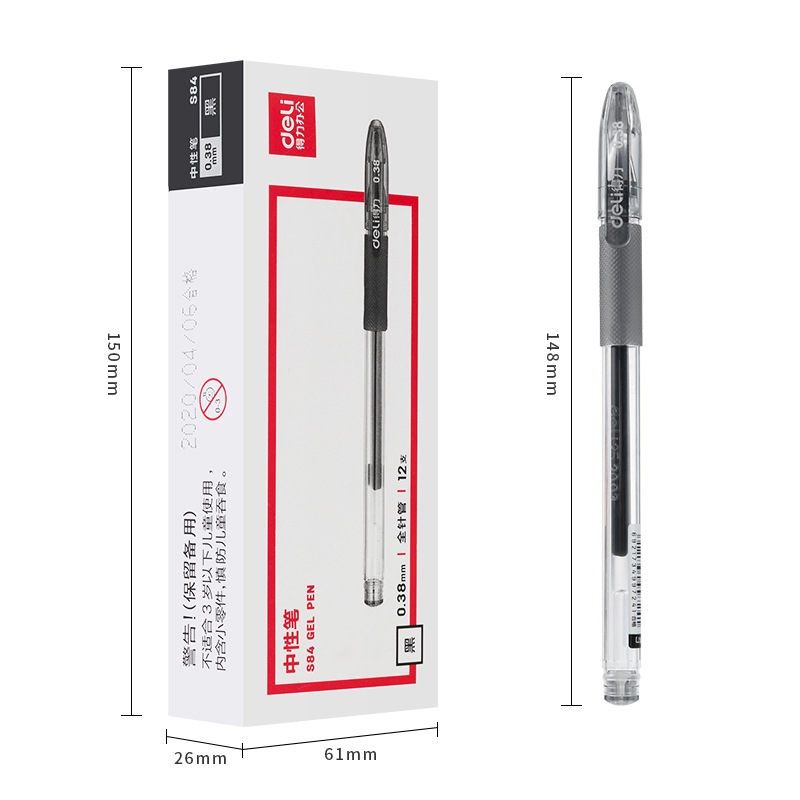 Bolígrafo neutro de 0.38mm para finanzas negro de aguja completa bolígrafo de sombrero de oficina de negocios bolígrafo S84