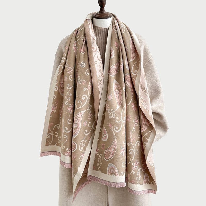 Bufandas coreanas de cachemira de dama 2025 pájaros con un bufón de aire acondicionado que se vuelve más grueso y cálido