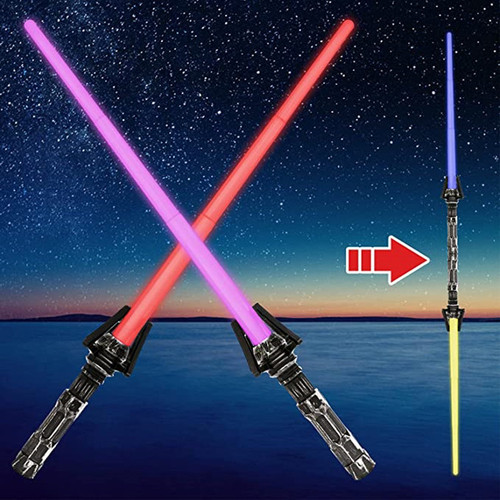 Cross-border foreign trade two-in-one retractable light saber Star Wars seven-color retractable flashing sword novelty and unique light-up toy