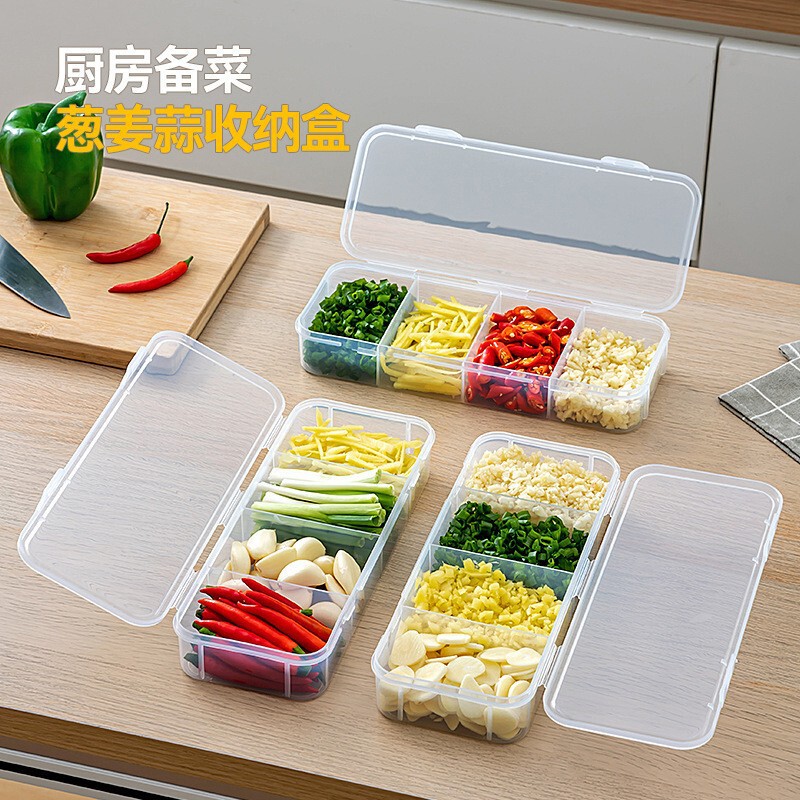 Kitchen Onion, Ginger, and Garlic Preservation Box, Food-Grade Refrigerator Freezer Compartment for Chopped Green Onions, Refrigerator Ingredient Storage Box