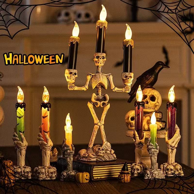 Halloween Ghost Festival Horror Haunted House Bar Decoration Scene Setup Simulated Flame Led Electronic Candle Light Candle Holder Halloween Ghost Festival Horror Haunted House Bar Decoration Scene Setup Simulated Flame Led Electronic Candle Light Candle Holder