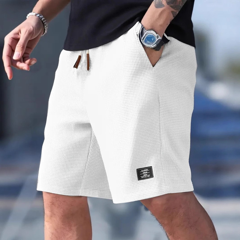 Cross-Border European and American Summer White Pants Men's Casual Sports Pants Outerwear Five-Point Pants Corn Pattern Corduroy Shorts