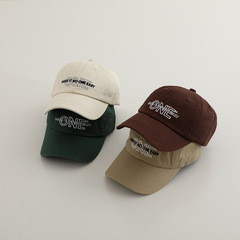 ONE刺繡字母兒童鴨舌帽男童春秋出遊遮陽帽女童寶寶刺繡棒球帽潮