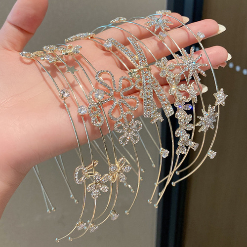  cross-border rhinestone hairband internet celebrity Korean version fairy full of diamonds super shiny thin forest style metal hairpin versatile headband