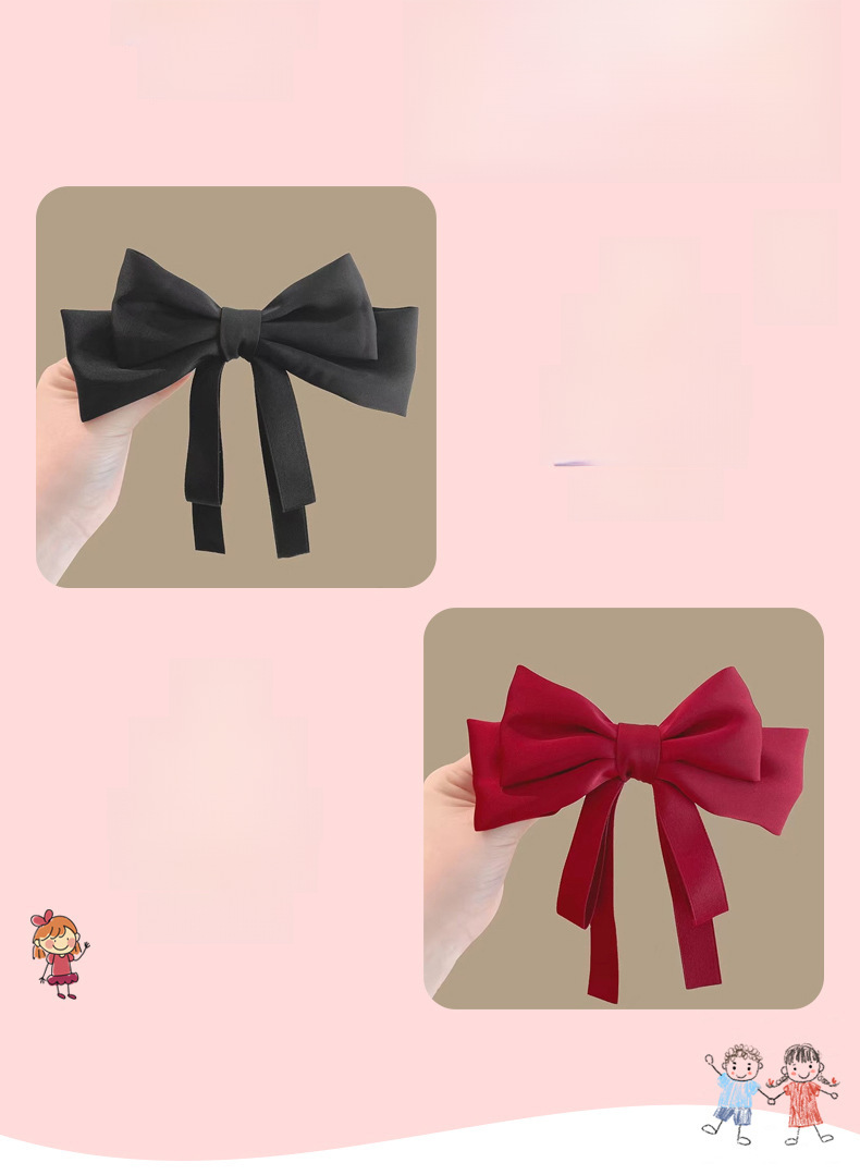 Hairpin Bow Hair Accessories Ribbon Temperament Hairpin Clip Ribbon Hairpin Headwear Back of Head Bow Clip_voghion.com