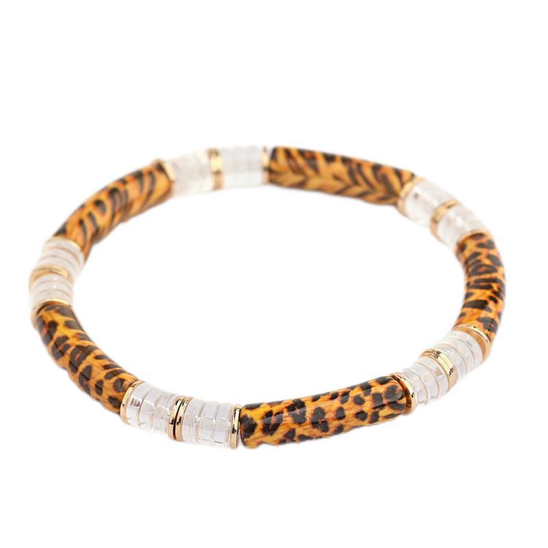 Acrylic, Iron Material Leopard Pattern All Seasons Season Retro Leopard Arylic Iron Handmade Chain Beaded Bracelets Wholesale