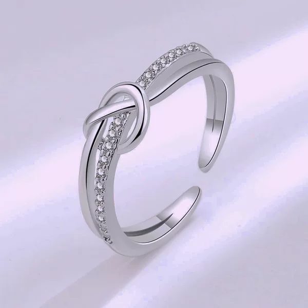2023 New Double-Layer Winding Knotted Open Ring for Women K-Style Accessible Luxury Niche Elegant Single Row Diamond Ring