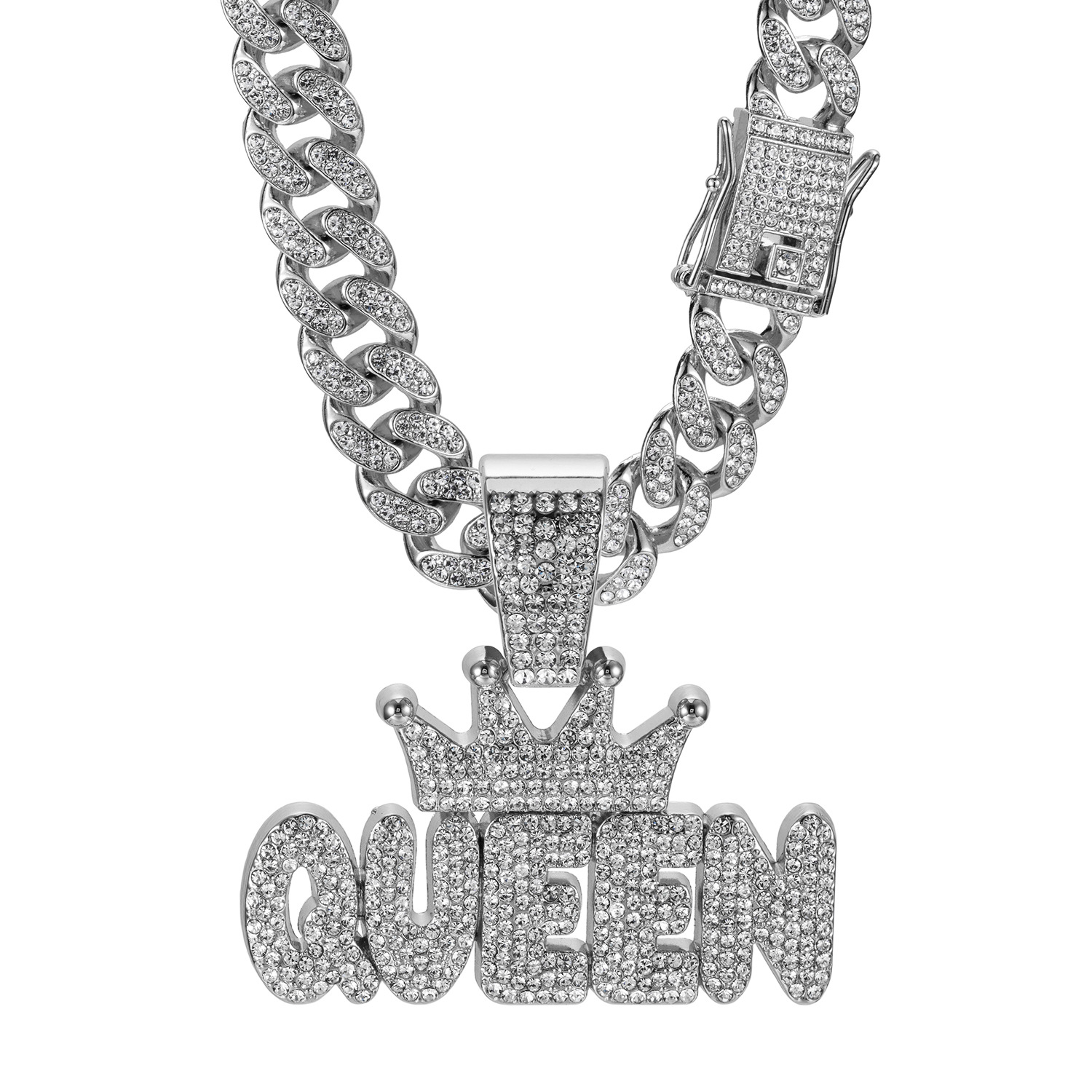Hip-Hop Letter Crown Alloy Diamond Men's Pendant Necklace Seed Bead Jewelry display picture 11