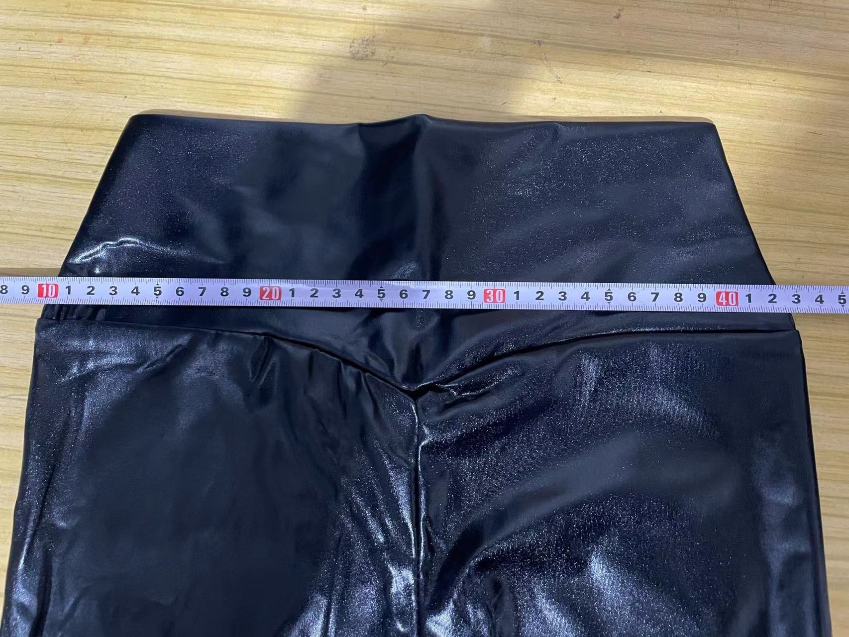 De 1 lote Amazon cintura alta estiramiento oro y plata pantalones de cuero sexy medias de cadera de plástico fabricantes de pantalones de las mujeres flacas europeas y americanas