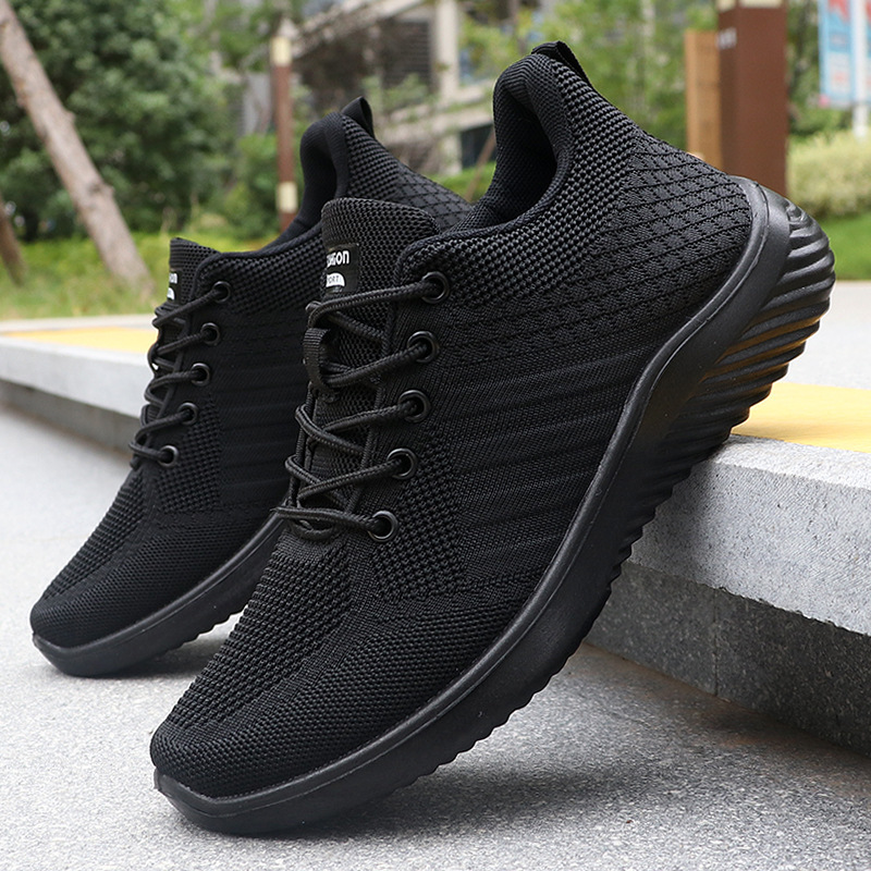 Foreign trade fly woven men's shoes spring cross-border shoes wholesale men's casual shoes polyurethane breathable mesh sneaker men