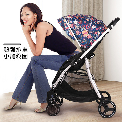 Baby stroller can sit and lie down, lightweight folding stroller, portable, two-way push baby stroller