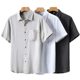 Summer Middle-aged and Elderly Men's Linen Shirt Dad's Short-sleeved Cotton and Linen Shirt 70-year-old Grandpa Plus Size Half-sleeved Cardigan
