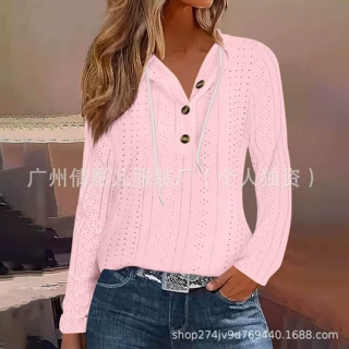欧美外贸跨境独立站亚马逊休闲卫衣连帽春秋季套头上衣T恤女装