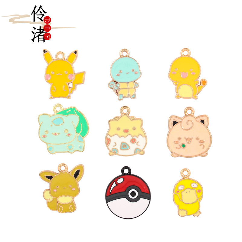 Baokemeng Pikachu Cartoon Oil Dropping Jewelry Accessories Handmade DIY Bracelet Pendant Keychain Mobile Phone Pendant
