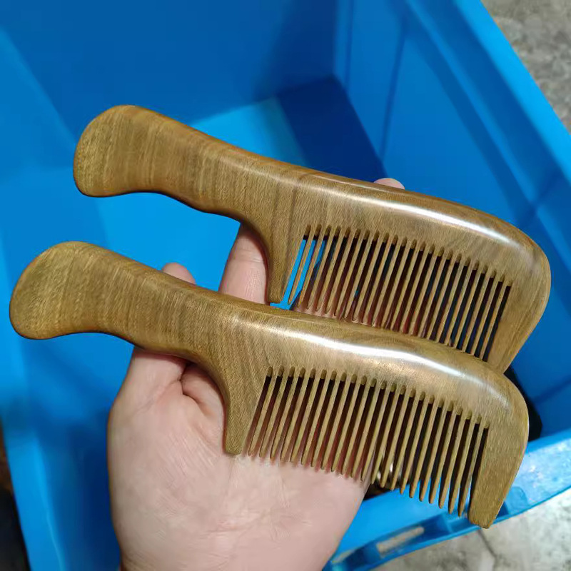 香木櫛 緑檀無垢材ハンドル付き櫛 直髪用櫛 カールヘア用 サンプル提供可能 ロゴカスタマイズ可能 檀木櫛|undefined