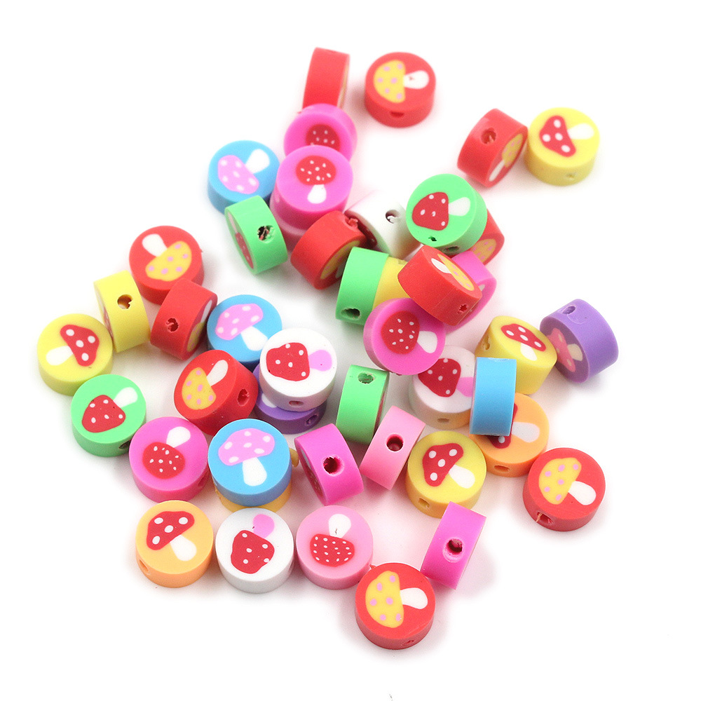 Cuentas de cerámica suave DIY, caras sonrientes, sueltas para pulseras y collares