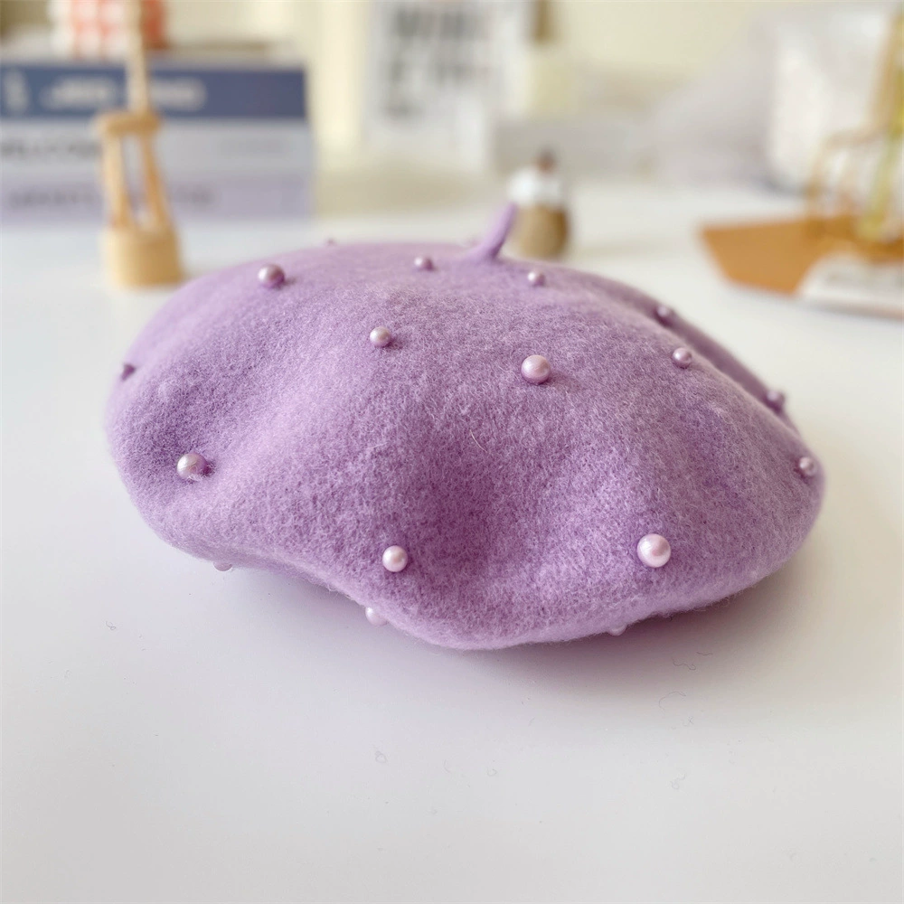 Детская демисезонная шляпа, шеряная берет Pearl, корейский стиль