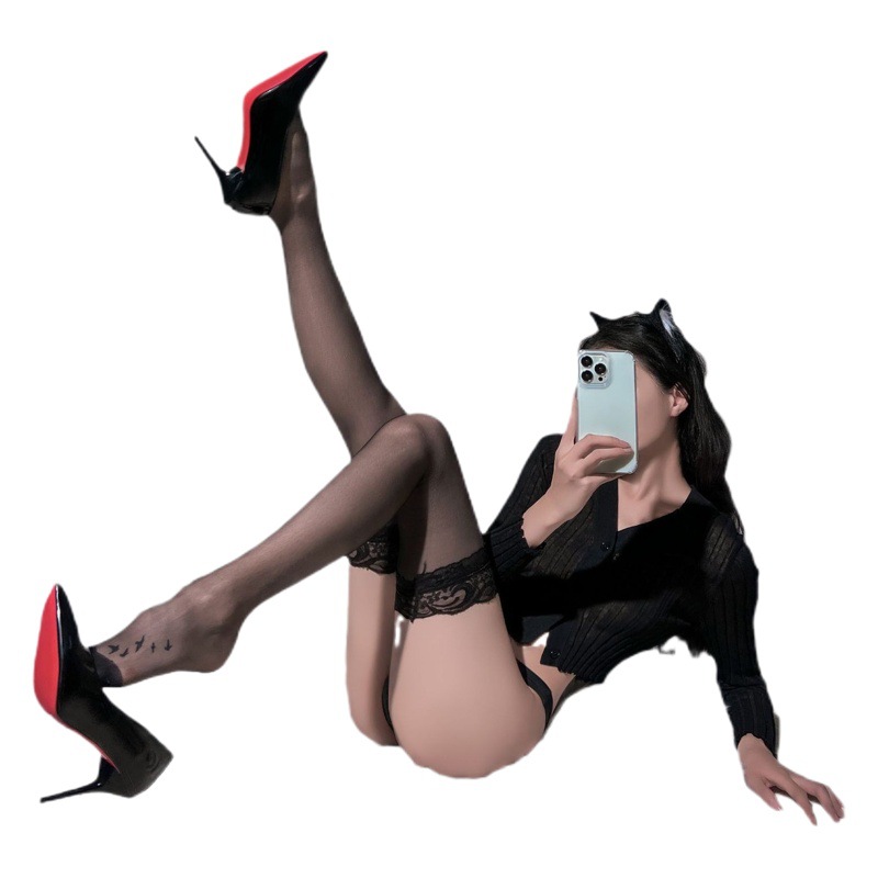 Long tube sexy stockings women's knee-high thigh socks lace stockings sexy black stockings anti-hook socks