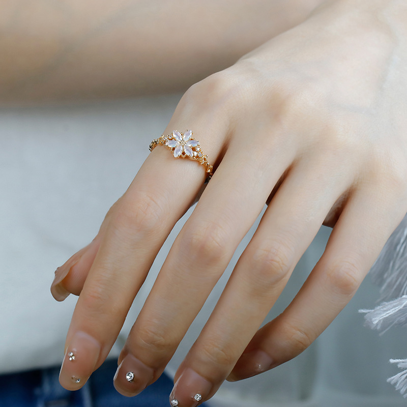 1 Piece Quantity 925 Sterling Silver Zircon Flower Rings