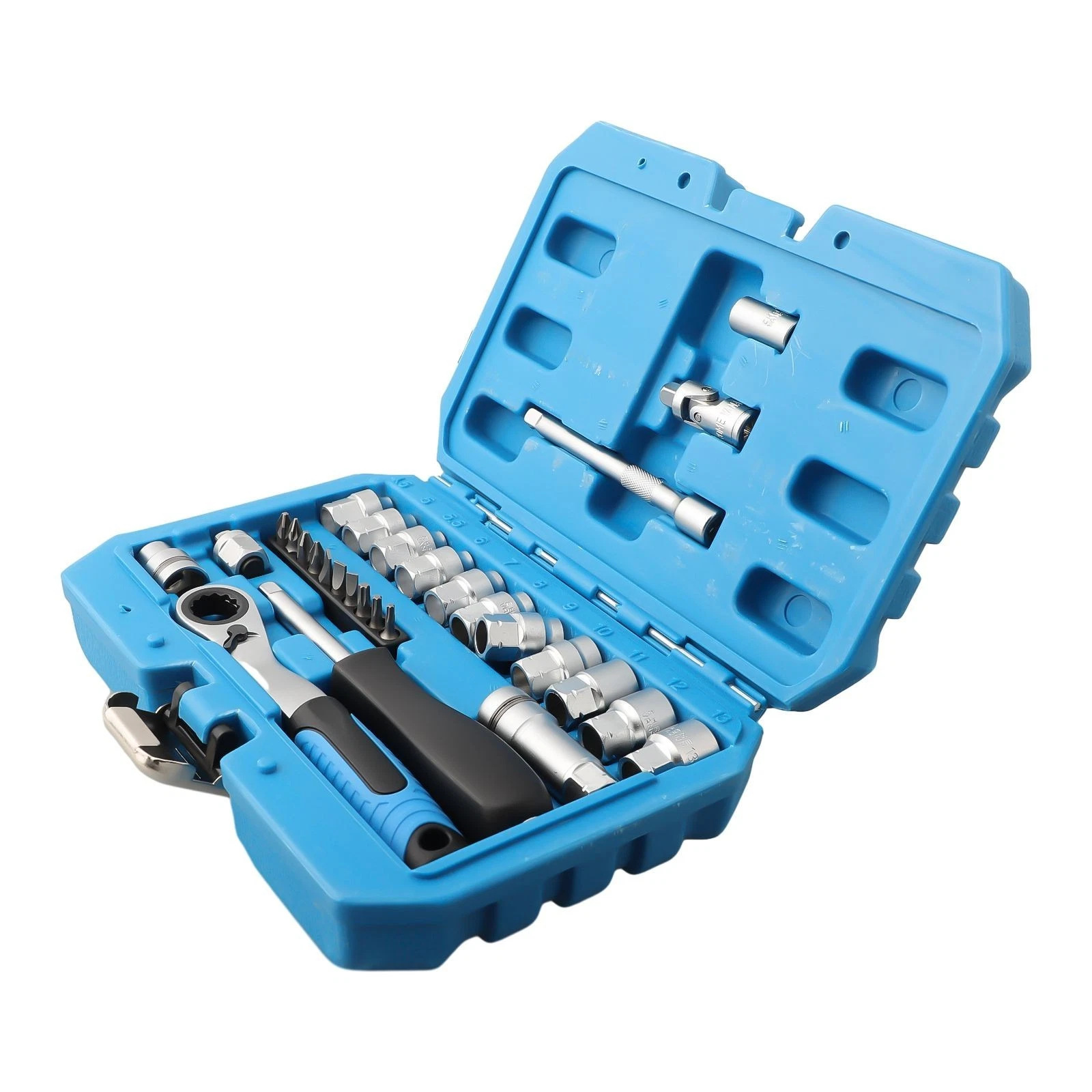 29-Piece Set of Through-Hole Ratchet Sockets, Toothed Through-Hole Sockets, 12-Point Perforated Sockets, Disassembly Tools, Multi-Functional Sockets
