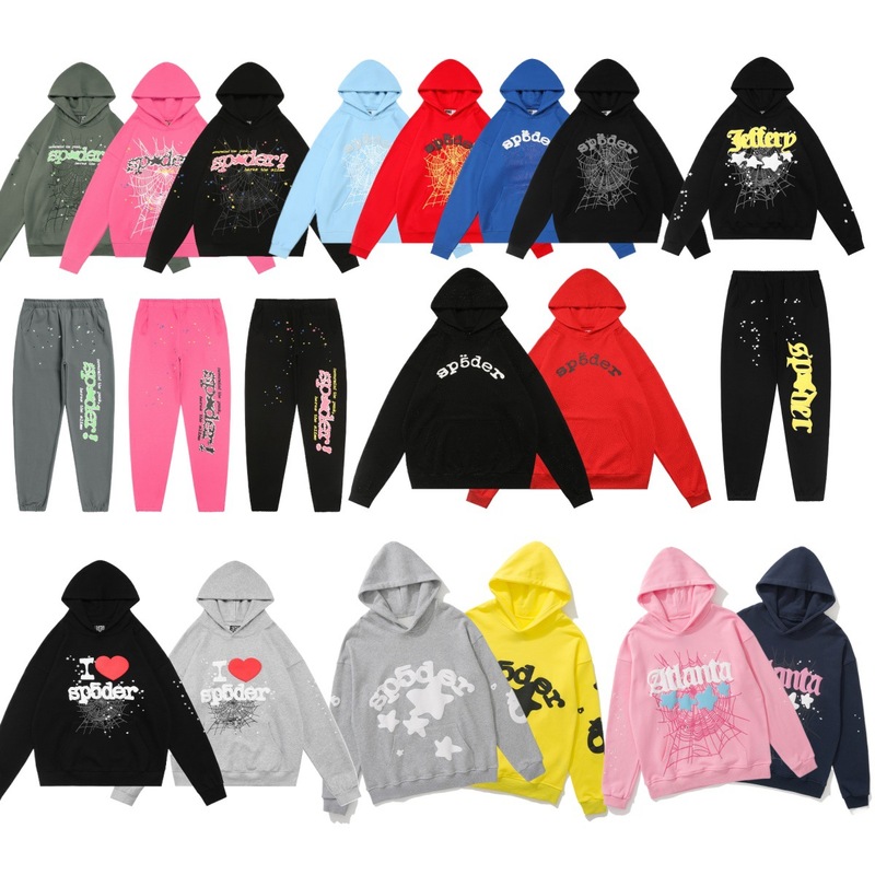 Sp1Der Hip-Hop Singer Young Thug's Same Style Foam Letter 555555 Couple Hoodie Pink Sweatshirt