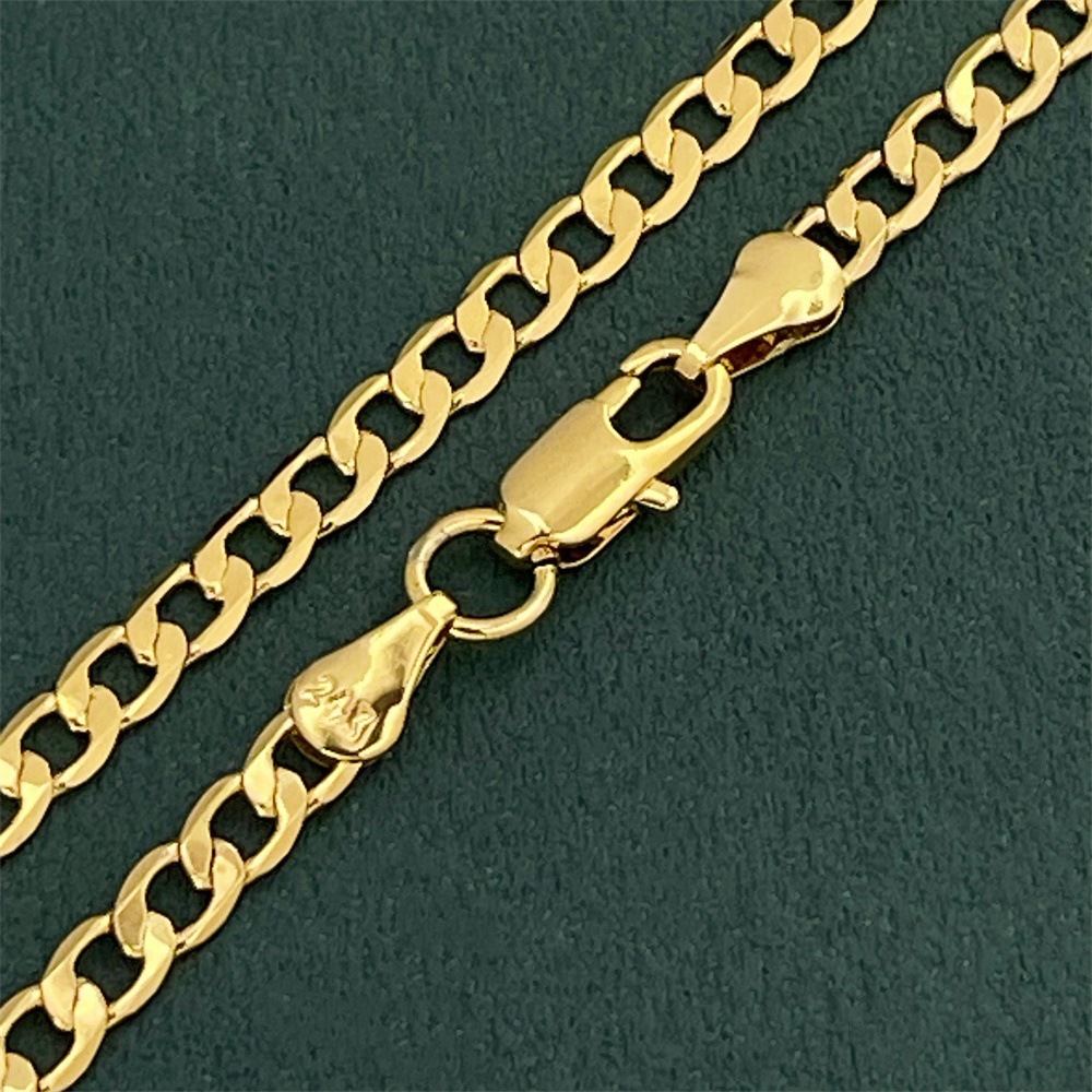 Cadena geométrica chapada en oro al vacío 24K 4mm – unisex, uno a uno, venta caliente Europa/América