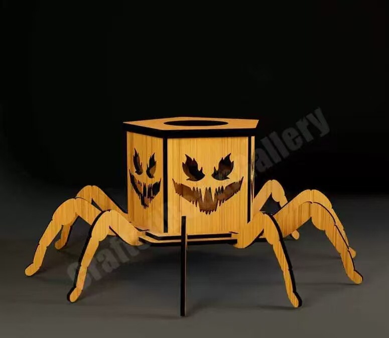クロスボーダー新製品ゴーストハロウィンスパイダーミニランタン燭台装飾面白い装飾品木製工芸品|undefined