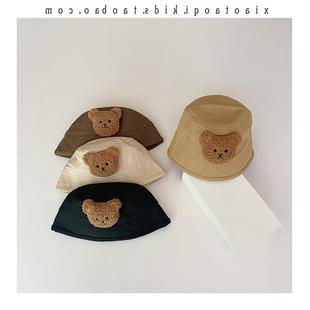ins Baby Fisherman Hat Spring and Autumn Thin Baby Basin Hat Cartoon Bear Boys and Girls Children Bucket Hat Japanese Trendy