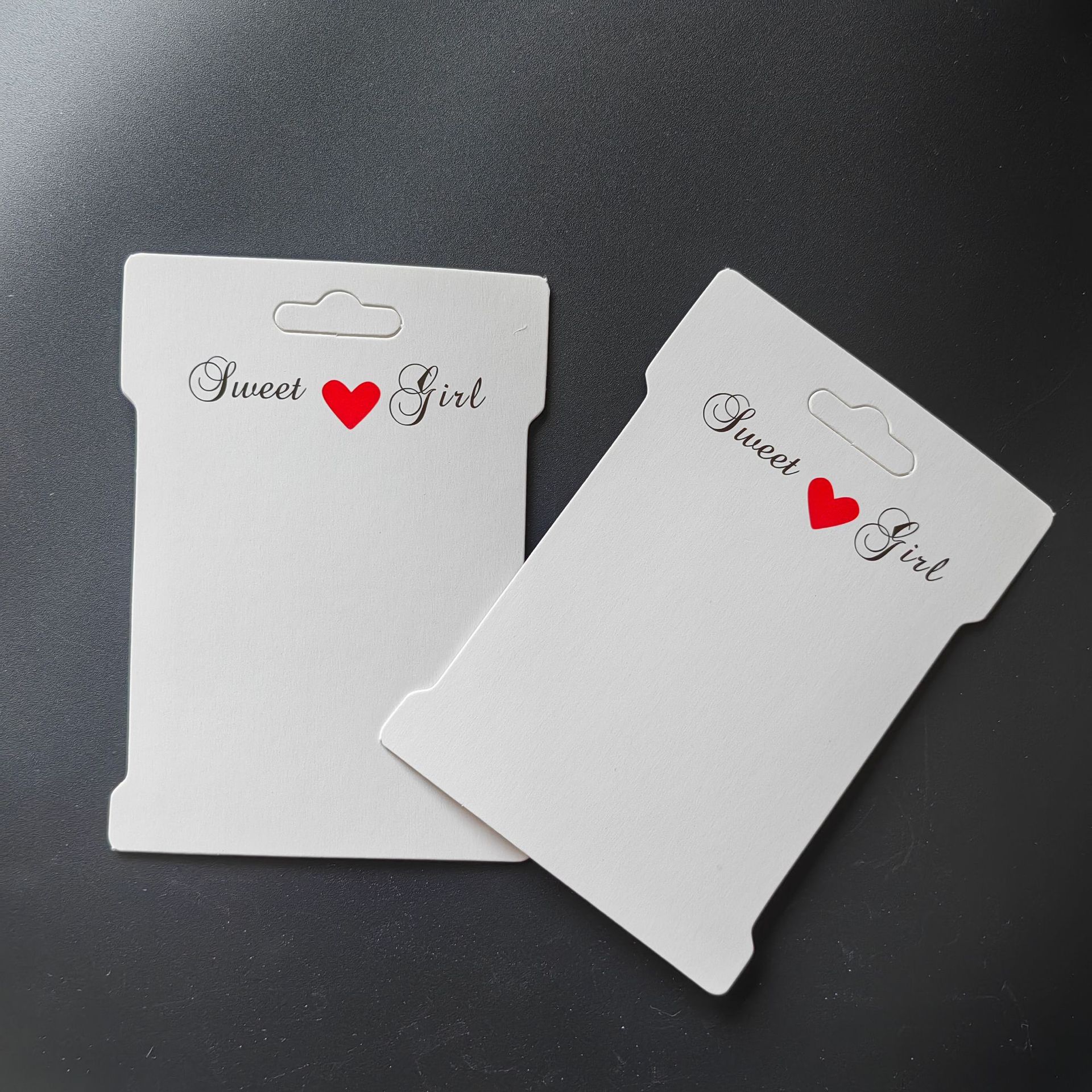 发夹卡纸发绳包装卡爱心系列头绳白色简约工字型吊牌包装卡制卡