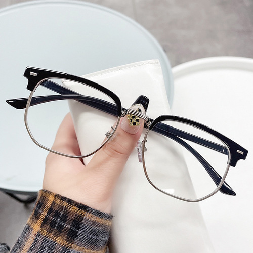 Handsome half-rim glasses frame men's Chaoligong elegant scum myopia with degree anti-blue light flat eye glasses frame