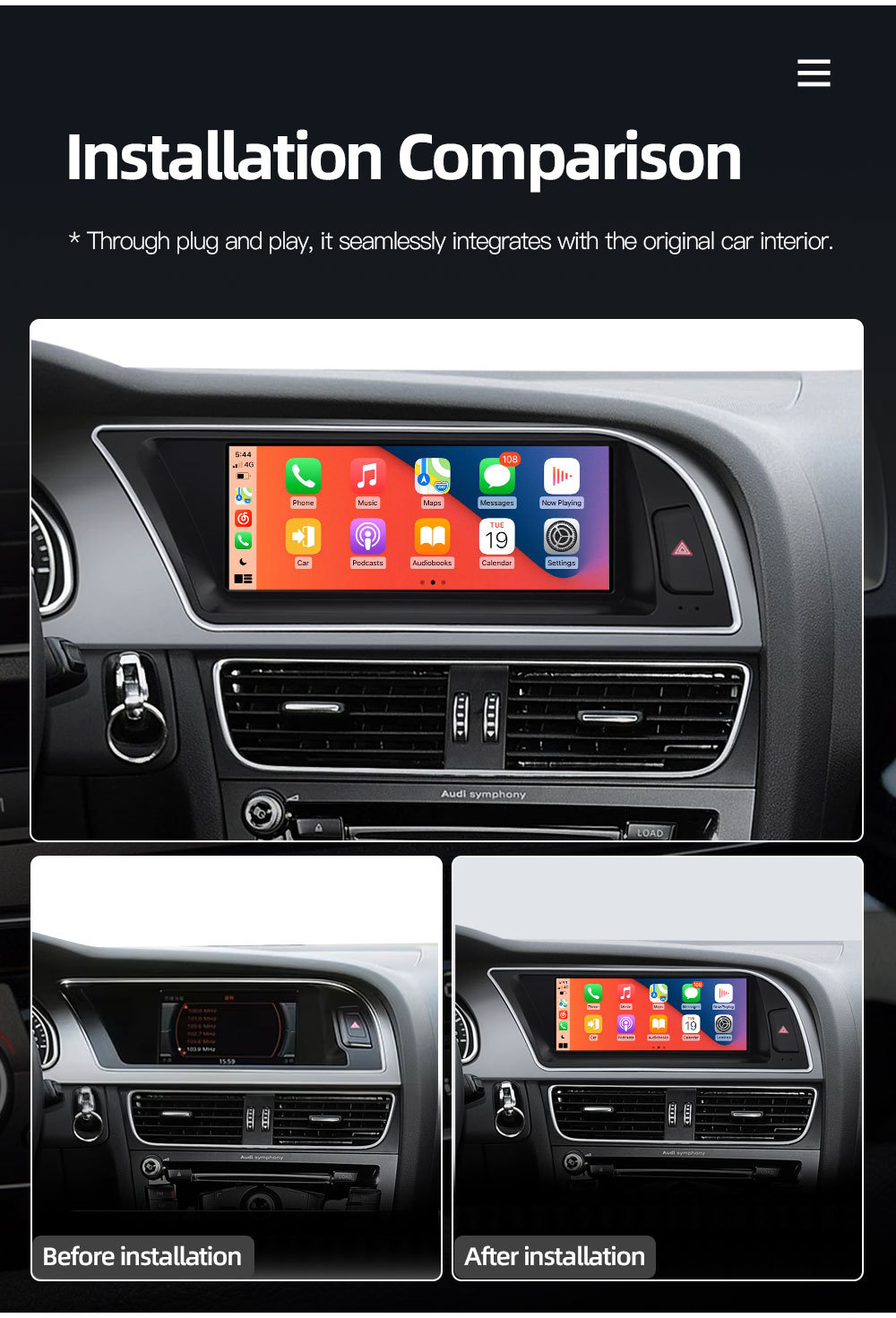 8.8inch Suitable for Audi A5 S5 B8 8t Car Central Control Large Screen Navigation Carplay Player