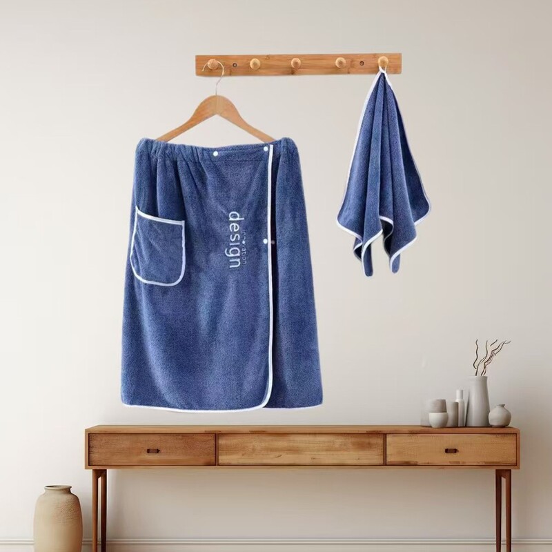 Gaoyang County Xinzhu Textile Home Men's Bath Skirt Wearable Bath Towel Soft Absorbent Extra Thickened Towel Set