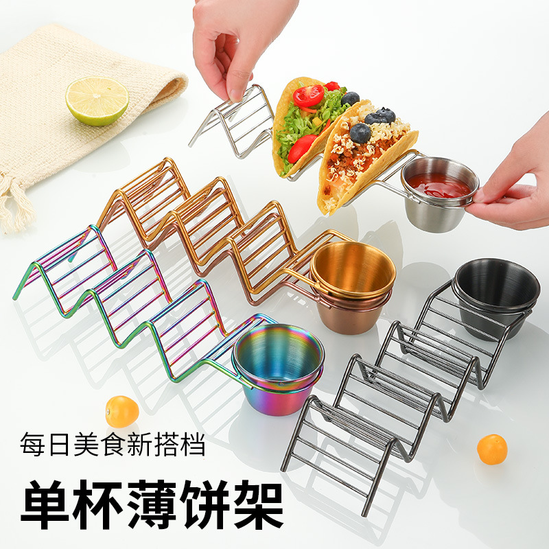 Transfronterizo 201 acero inoxidable mexicanos panquequequeca de taco único soporte de taco soporte de taco soporte de taco