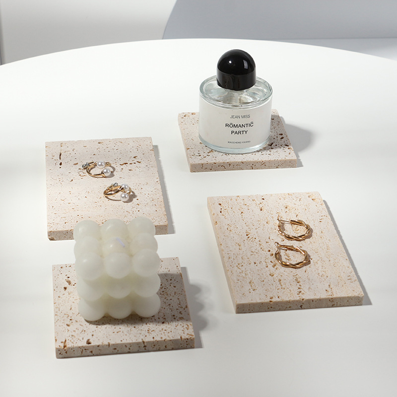 Ins Natural Hole Stone Photo Props Photography Retro Marble Jewelry Display Display Decorative Background