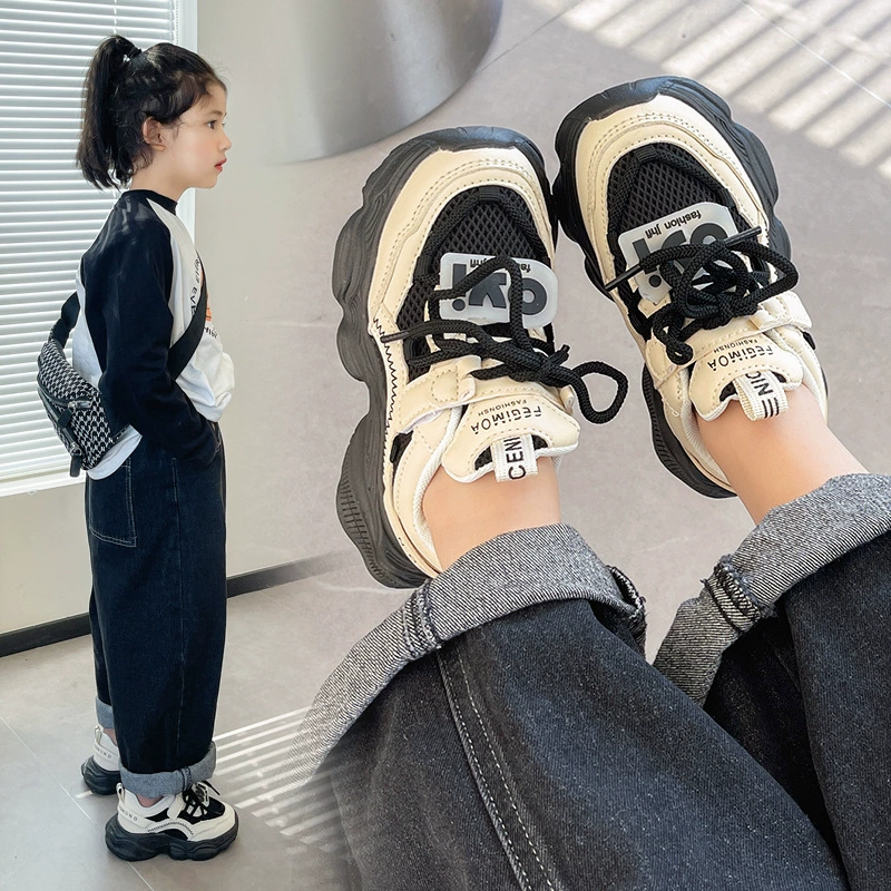 Детские сетчатые кроссовки, дышащие, новинка весны 2024 года, обувь для пап для девочек, детская Нескользящая повседневная обувь для мальчиков