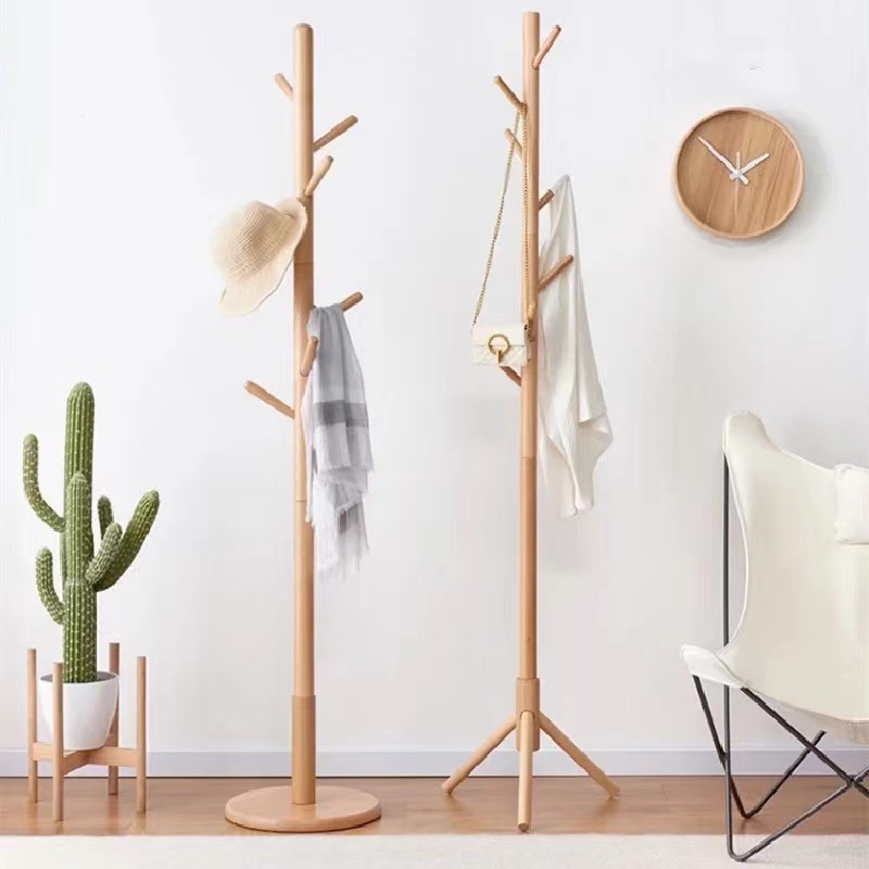 Simple Solid Wood Hanger Household Bedroom Coat Rack Living Room Creative Clothes Rack American Style Floor-standing Hanger