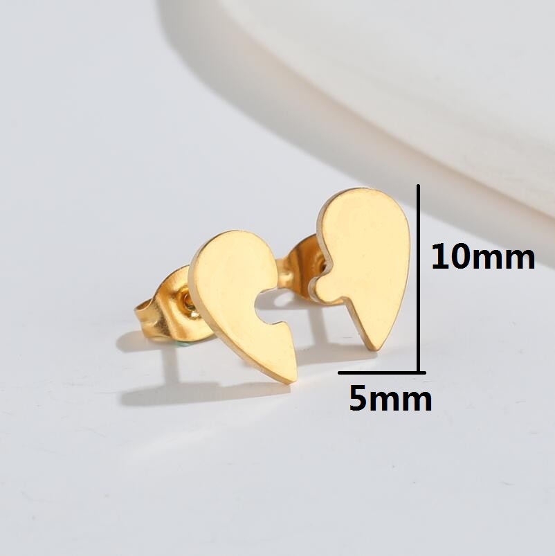 Fashion Heart Shape Titanium Steel Ear Studs Plating No Inlaid Stainless Steel Earrings display picture 1