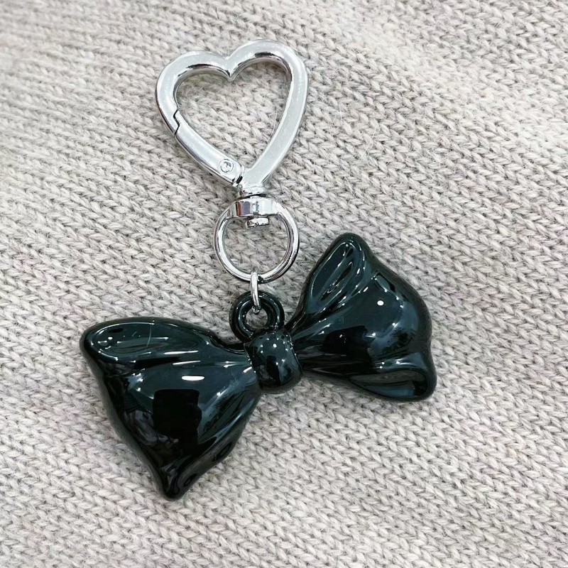 26g Weight Keychain Classification 1 Piece Quantity Daily Occasion Acrylic Material Heart Shape, Bow Knot Pattern Plating Design Sweet Style 1 Piece Sweet Heart Shape Bow Knot Acrylic Plating Keychain 13