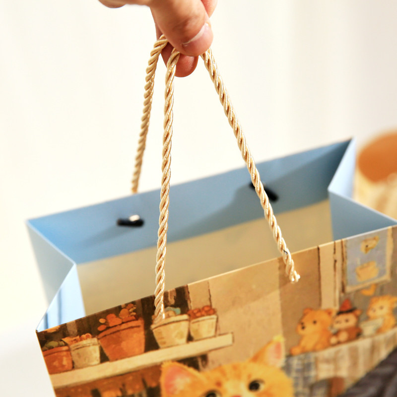 Mr. Paper Cute Cat Gift Bag Cat Radio Series Bolsa de embalaje de regalo de cumpleaños Bolsa de regalo de alto valor