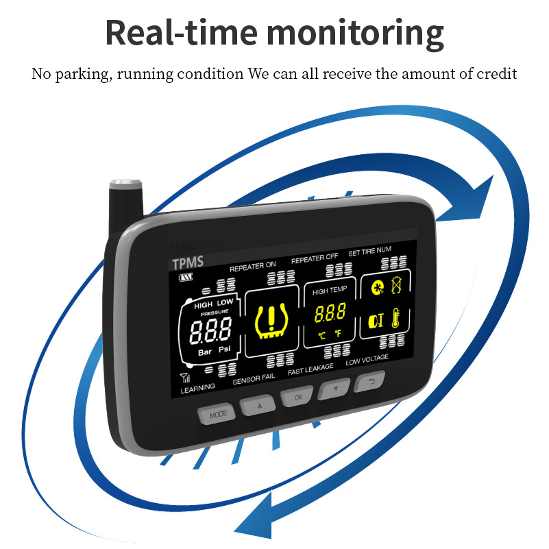 Truck and Mining Vehicle Tire Pressure Monitoring Instrument Tpms Universal Built-In and External Pressure Sensor Tire Pressure Detection System