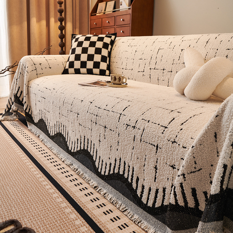 Simple toalla de sofá de alto rendimiento sofá cubierta de peluche todo incluido toalla de sofá de una sola pieza de cobertura de sofá gruesa