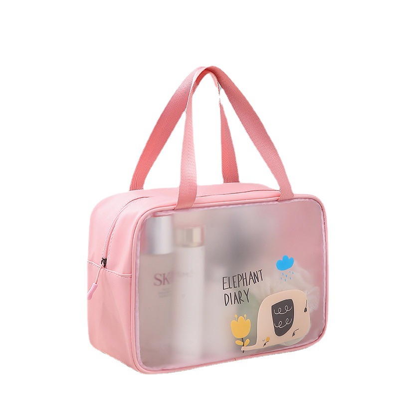 Esmerilado de dibujos animados PVC impermeable bolsa de cosméticos bolsa de lavado transparente bolsa de natación de viaje de gran capacidad doble bolsa de almacenamiento portátil