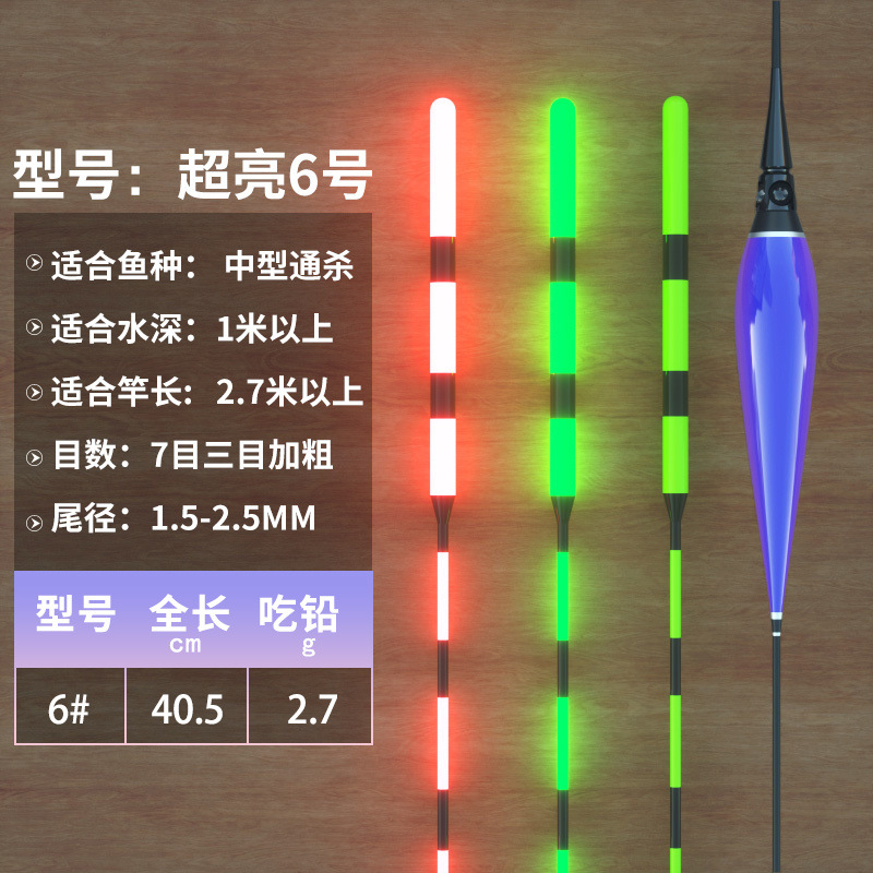 grosero y llamativo gancho de mordida decolor flujo de luz nocturna día y noche flujo eléctrico ultra brillante de alta sensibilidad a la inducción de gravedad flujo de carpa carpa