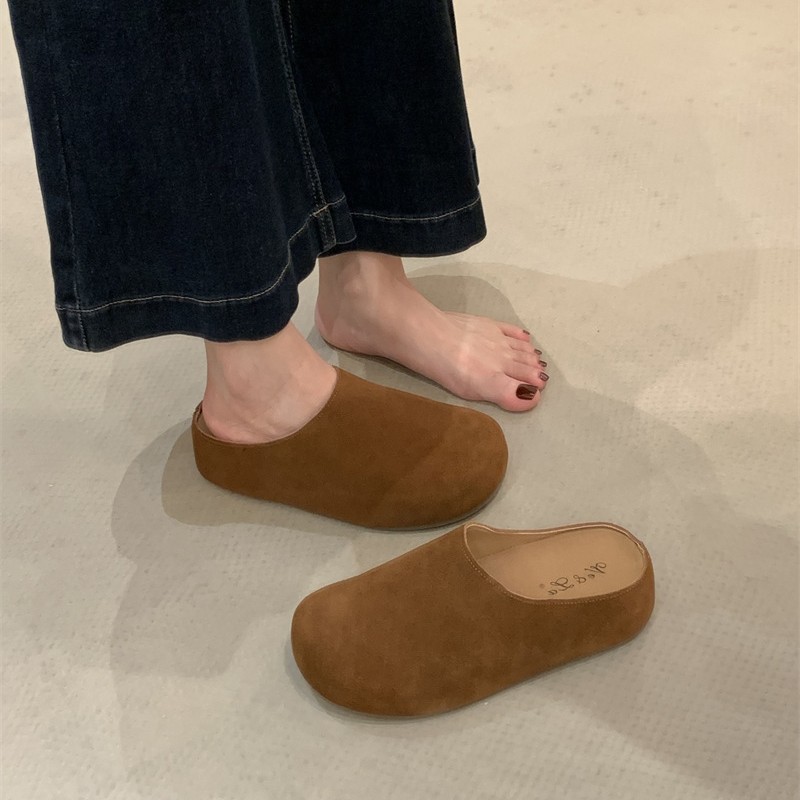 休闲穆勒大头懒人松糕小个子增高一脚蹬厚底包头半拖勃肯鞋女|undefined