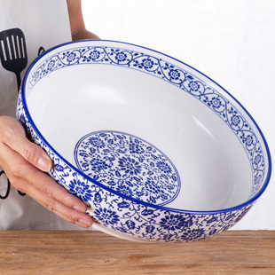 Ourun Blue and Flower Ceramic Soup Bowl Noodle Bowl Household Boiled Fish Bowl Pickled Cabbage Fish Bowl Soup Basin and Basin Mao Xuewang Large Size