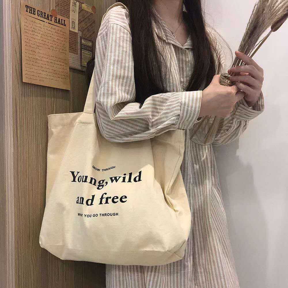 有拉鏈口袋手提單肩帆布袋女大容量布包批發棉布包可定LOGO制